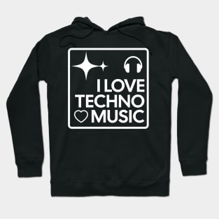 TECHNO  - I Love Techno Music (White) Hoodie